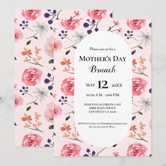 Moederdag Brunch Roze Pioenen Bloemen Custom Kaart (Voorkant / Achterkant)