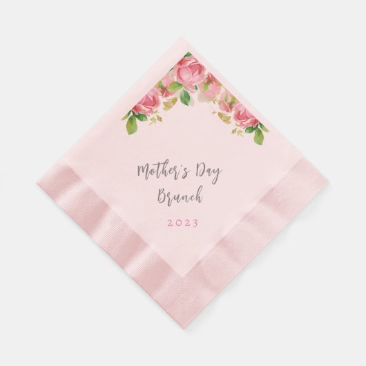 Moederdag Brunch - roze rozen - roze Servet (Hoek)