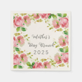 Moederdag Brunch - roze rozen Servet