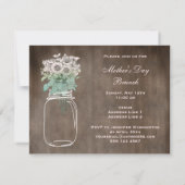 moederdag Brunch Rustic Mason Jar & Flowers Kaart (Achterkant)