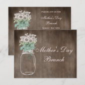 moederdag Brunch Rustic Mason Jar & Flowers Kaart (Voorkant / Achterkant)