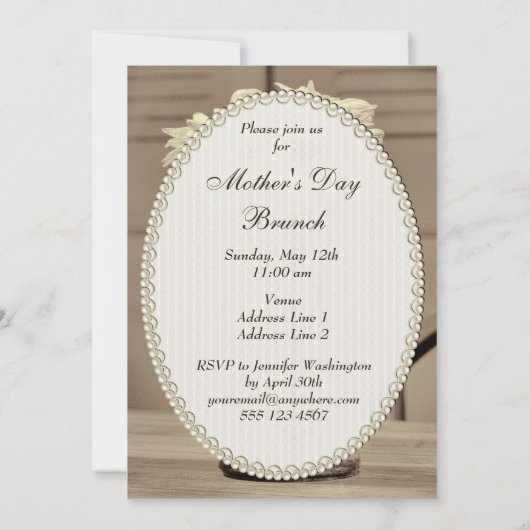 moederdag Brunch Sepia Mason Jar & Daisies Kaart (Achterkant)