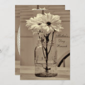 moederdag Brunch Sepia Mason Jar & Daisies Kaart (Voorkant / Achterkant)