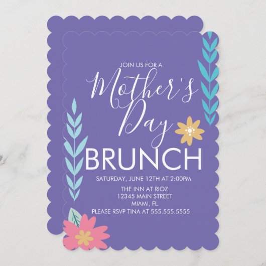 Moederdag Brunch Spring Greenery Kaart (Voorkant / Achterkant)