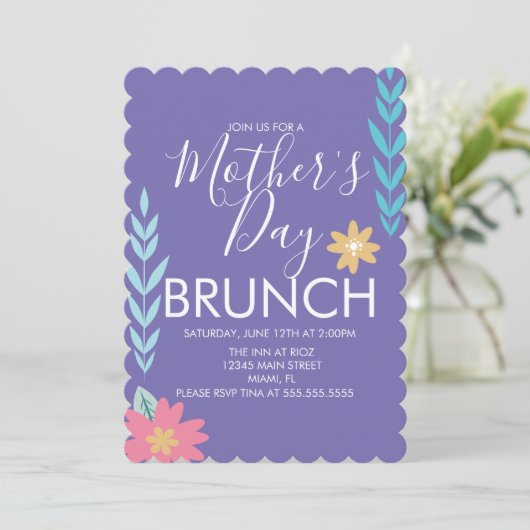 Moederdag Brunch Spring Greenery Kaart (Staand voorkant)