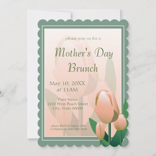 moederdag Brunch Spring Pink Tulips Party Kaart (Voorkant)