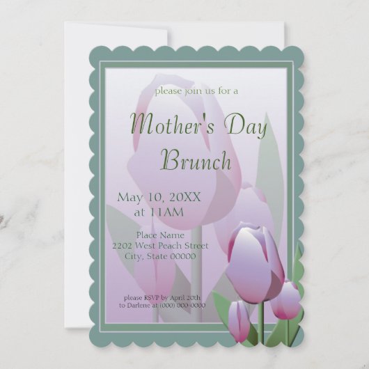 Moederdag Brunch Spring Violet Tulips Kaart (Voorkant)
