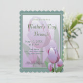 Moederdag Brunch Spring Violet Tulips Kaart (Staand voorkant)