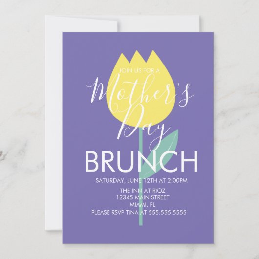 Moederdag Brunch Tulip Floral Invitation Kaart (Voorkant)