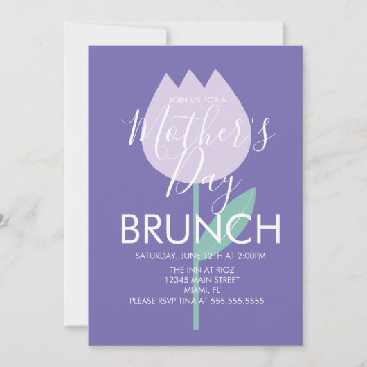 Moederdag Brunch Tulip Floral Invitation Kaart (Voorkant)