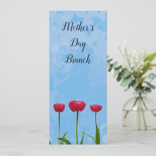 Moederdag Brunch Tulips Invitation Kaart (Staand voorkant)