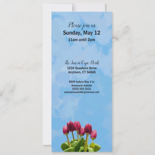 Moederdag Brunch Tulips Invitation Kaart (Achterkant)