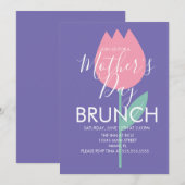Moederdag brunch tulp bloem uitnodiging (Voorkant / Achterkant)