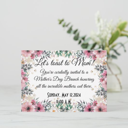 Moederdag Brunch Uitnodiging (Staand voorkant)