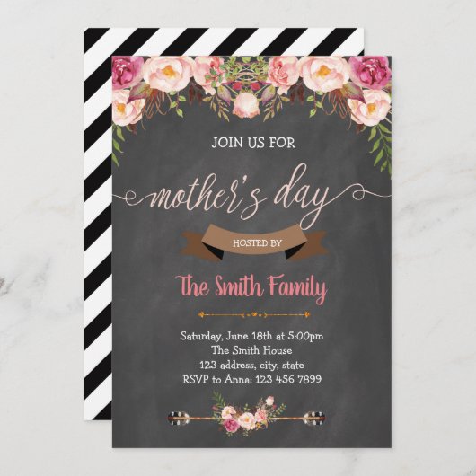 Moederdag brunch uitnodiging (Voorkant / Achterkant)