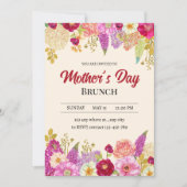 Moederdag Brunch Uitnodiging, Bloemige Moederdag Kaart (Voorkant)