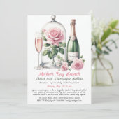 Moederdag brunch uitnodiging – Champagne & Roze (Staand voorkant)