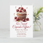 Moederdag Brunch Uitnodiging – Cupcake aangelegenh (Staand voorkant)