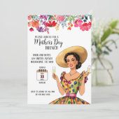 Moederdag Brunch Uitnodiging - Dame in jurk (Staand voorkant)