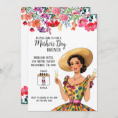 Moederdag Brunch Uitnodiging - Dame in jurk (Voorkant / Achterkant)