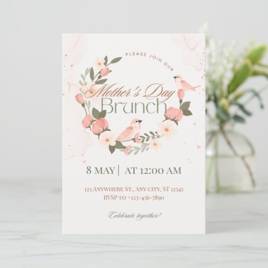 Moederdag Brunch Uitnodiging – Elegant ontwerp (Staand voorkant)