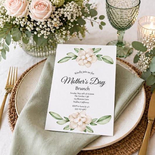 Moederdag Brunch Uitnodiging Elegante Bloemen