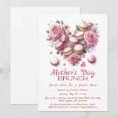 Moederdag brunch uitnodiging | Heart Macaron (Voorkant / Achterkant)