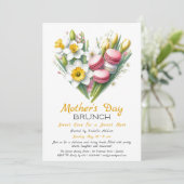 Moederdag brunch uitnodiging | Heart Macaron (Staand voorkant)