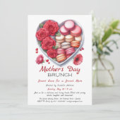 Moederdag brunch uitnodiging | Heart Macaron (Staand voorkant)