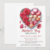 Moederdag brunch uitnodiging | Heart Macaron (Voorkant / Achterkant)