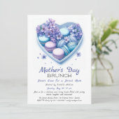 Moederdag brunch uitnodiging | Heart Macaron (Staand voorkant)
