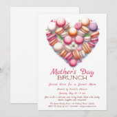 Moederdag brunch uitnodiging | Heart Macaron (Voorkant / Achterkant)