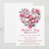 Moederdag brunch uitnodiging | Heart Macaron (Voorkant / Achterkant)