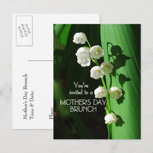 Moederdag Brunch Uitnodiging Lelie van de Vallei (Voorkant / Achterkant)