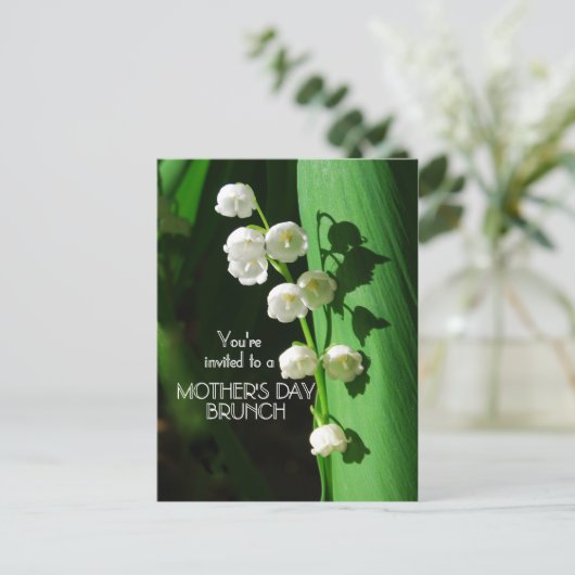 Moederdag Brunch Uitnodiging Lelie van de Vallei (Staand voorkant)