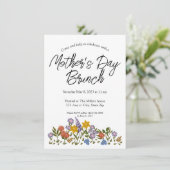 Moederdag brunch-uitnodiging met bloemen kaart (Staand voorkant)