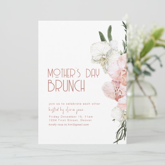 Moederdag Brunch Uitnodiging Sjabloon (Staand voorkant)