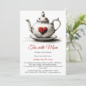 Moederdag Brunch Uitnodiging - Thee met mama (Staand voorkant)