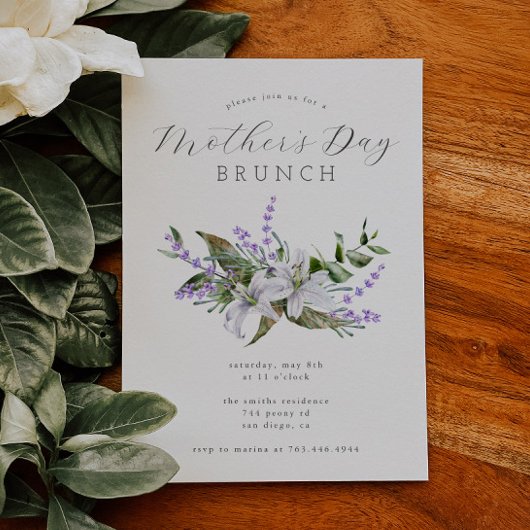 Moederdag Brunch | Uitnodiging van witte flora