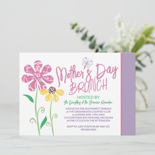 Moederdag Brunch Uitnodigingen (Staand voorkant)