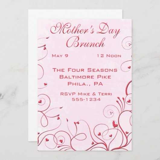 moederdag Brunch Uitnodigingen (Voorkant / Achterkant)