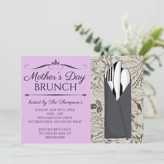 Moederdag Brunch Uitnodigingen (Staand voorkant)