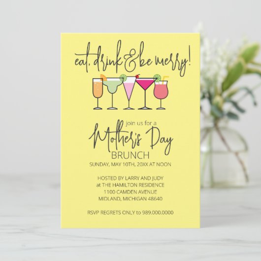 Moederdag Brunch Uitnodigingen (Staand voorkant)