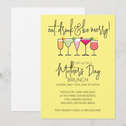 Moederdag Brunch Uitnodigingen (Voorkant / Achterkant)