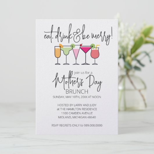 Moederdag Brunch Uitnodigingen (Staand voorkant)