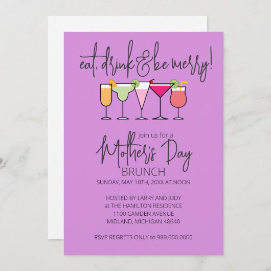 Moederdag Brunch Uitnodigingen (Voorkant / Achterkant)