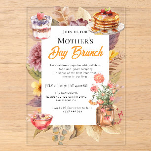 Moederdag brunch uitnodigingen met wilde bloemen
