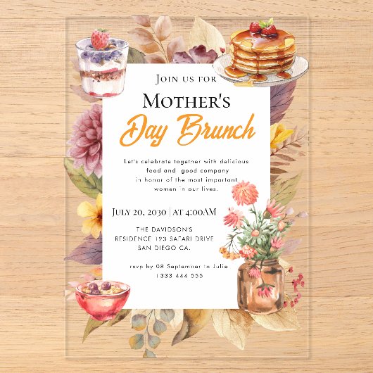Moederdag brunch uitnodigingen met wilde bloemen (Voorkant)