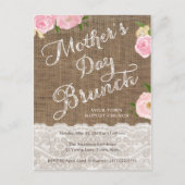 Moederdag Brunch uitnodigt, rustieke roze bloemen Briefkaart (Voorkant)