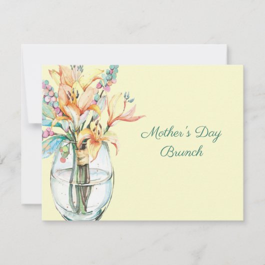 Moederdag Brunch Vaas van Daglelies Kaart (Voorkant)